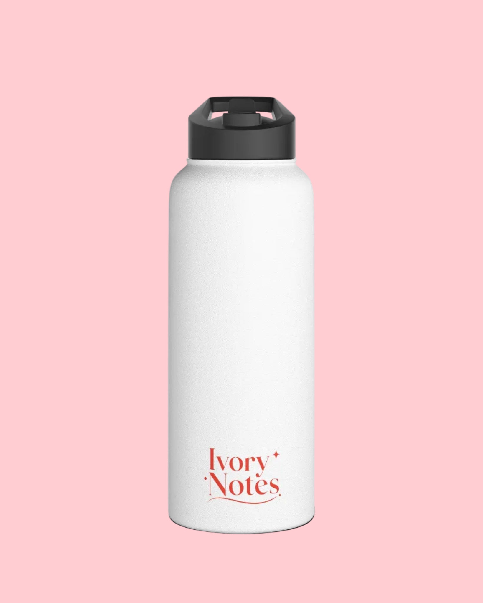 Ivory Notes Pink Insulated Water Bottle | Stainless Steel Travel Bottle