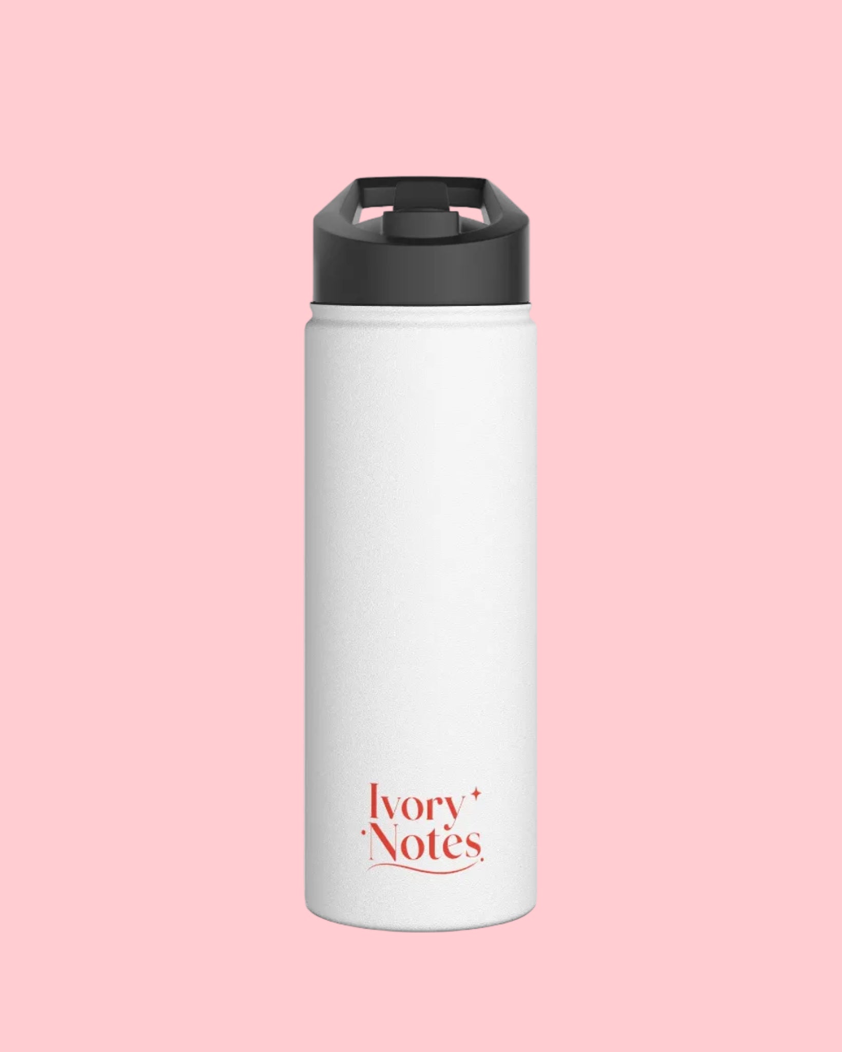 Ivory Notes Pink Insulated Water Bottle | Stainless Steel Travel Bottle
