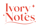 Logo of Ivory Notes with red text on a white background