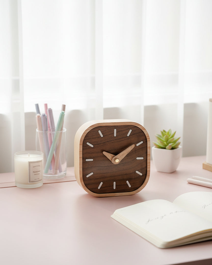 Walnut Wooden Study Clock